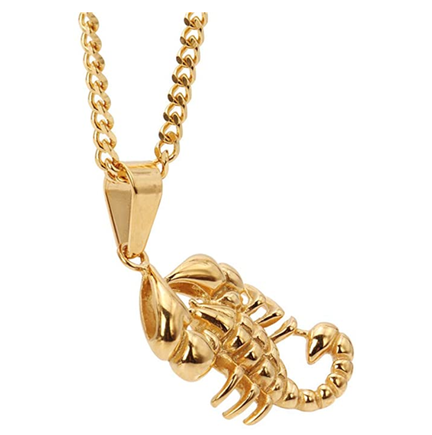 Gold Color Scorpion Pendant Necklace Scorpio Jewelry Zodiac Chain Birthday Gift 24in.