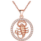 Rose Gold Color Scorpion Pendant Necklace Simulated-Diamond Scorpio Jewelry Zodiac Chain Birthday Gift 20in.