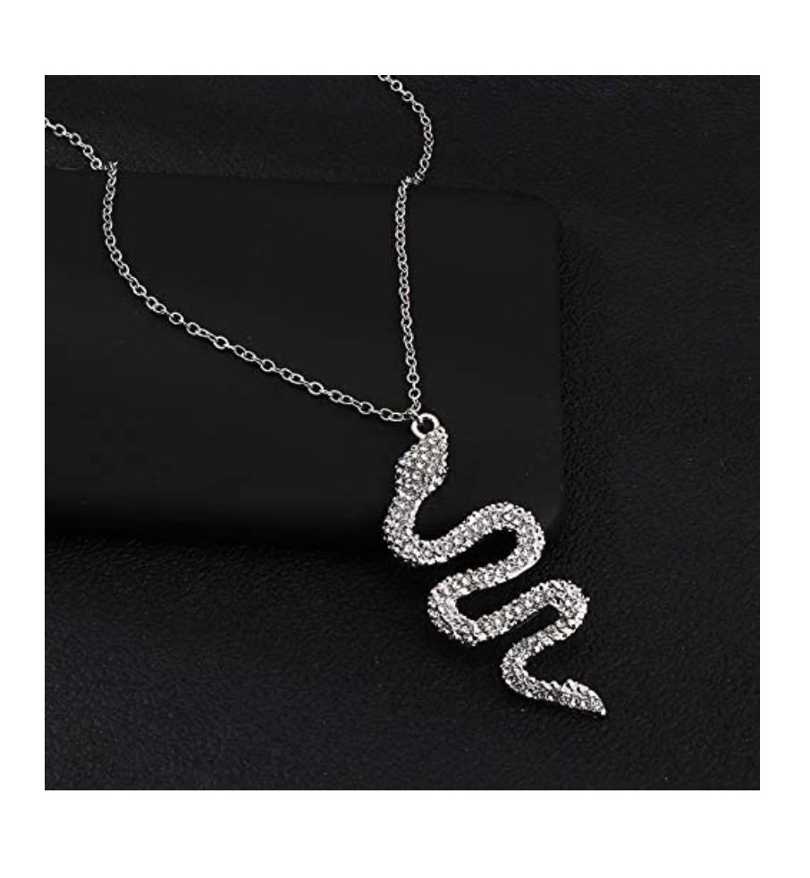 Snake Necklace Simulated Diamonds Snake Jewelry Gold Silver Color Serpent Chain Birthday Gift 18in.