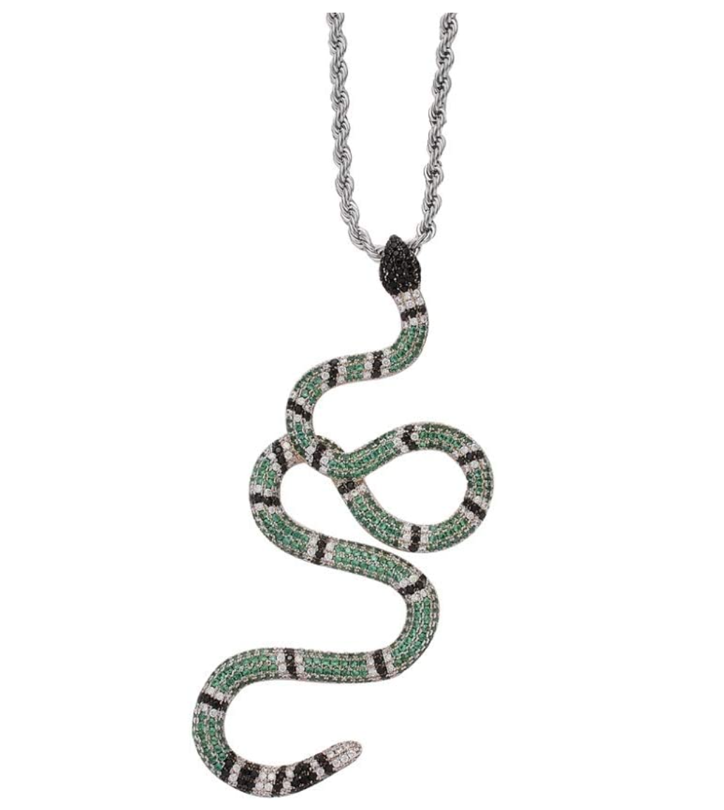 Snake Necklace Simulated Diamonds Snake Jewelry Hip Hop Snake Chain Birthday Gift 24in.