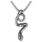 Simulated Red Ruby Snake Heart Necklace Snake Pendant Gothic Jewelry Love Snake Chain Birthday Gift Silver Tone 24in.