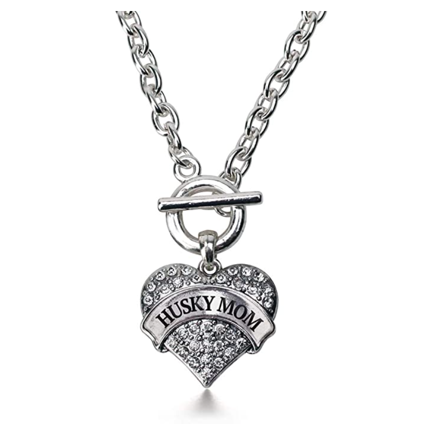 Husky Mom Necklace Heart Pendant Jewelry Love Dog Chain Love Doggy Puppy Birthday Gift 18in.