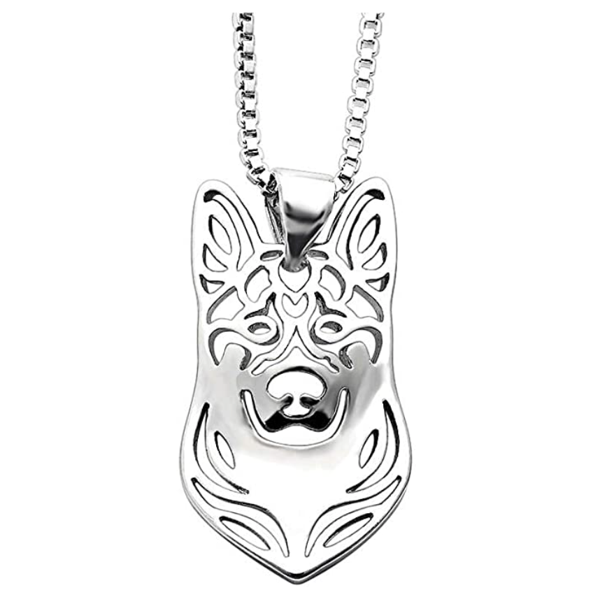 German Shepherd Head Necklace German Shepherd Pendant Jewelry Husky Dog Chain Doggy Puppy Birthday Gift 18in.
