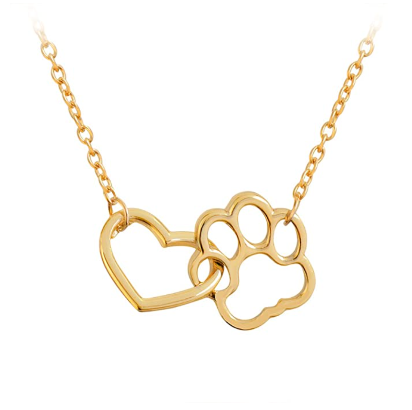 Dog Paw Heart Pendant Love Dog Paw Print Necklace Jewelry Dog Chain Puppy Birthday Gift 18in.
