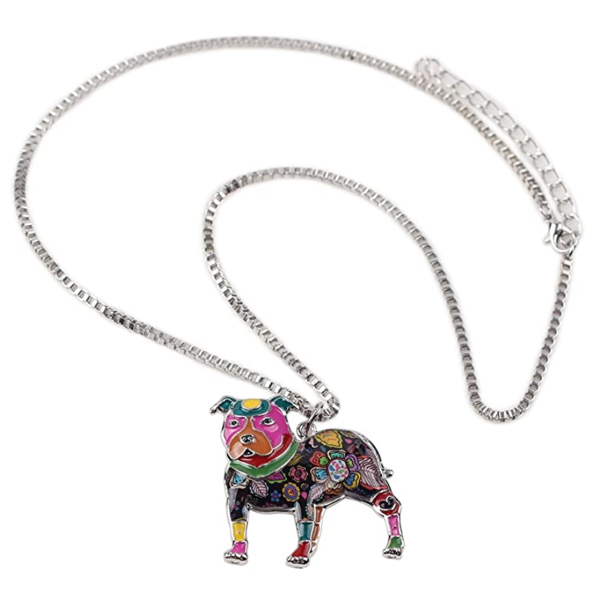 Pitbull Dog Necklace Doggy Puppy Jewelry Dog Chain Pitbull Pendant Birthday Gift 18in.