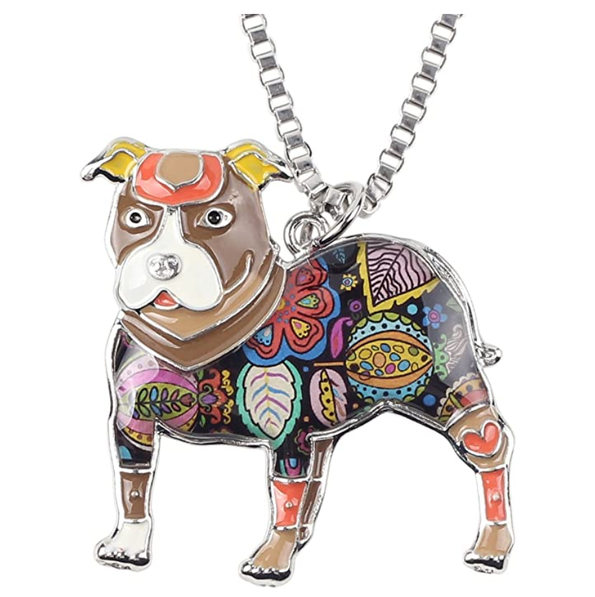 Pitbull Dog Necklace Doggy Puppy Jewelry Dog Chain Pitbull Pendant Birthday Gift 18in.