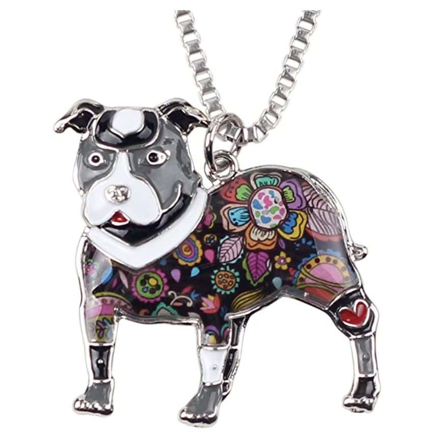 Pitbull Dog Necklace Doggy Puppy Jewelry Dog Chain Pitbull Pendant Birthday Gift 18in.