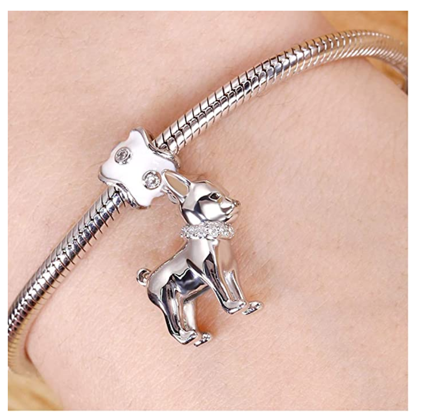 Simulated Diamond Chihuahua Pendant Chihuahua Puppy Dog Charm Jewelry Dog Chain Birthday Gift 925 Sterling Silver 18in.