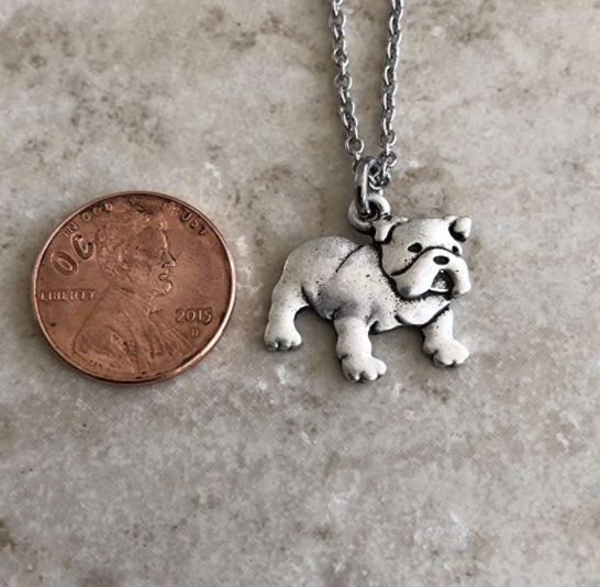 Small English Bulldog Necklace Jewelry Dog Chain Bulldog Pendant Doggy Puppy Birthday Gift 18in.