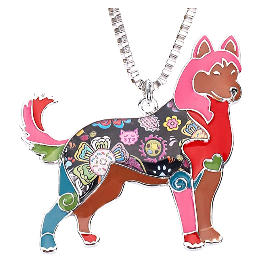 Siberian Husky Pendant Alaskan Husky Necklace Jewelry Dog Chain Doggy Puppy Birthday Gift 18in.