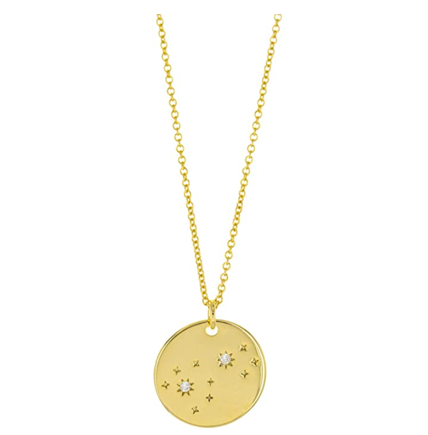 Gold Tone Scorpio Star Medallion Zodiac Necklace Pendant Scorpion Chain Astrology Chain Jewelry Scorpio Birthday Gift 20in.