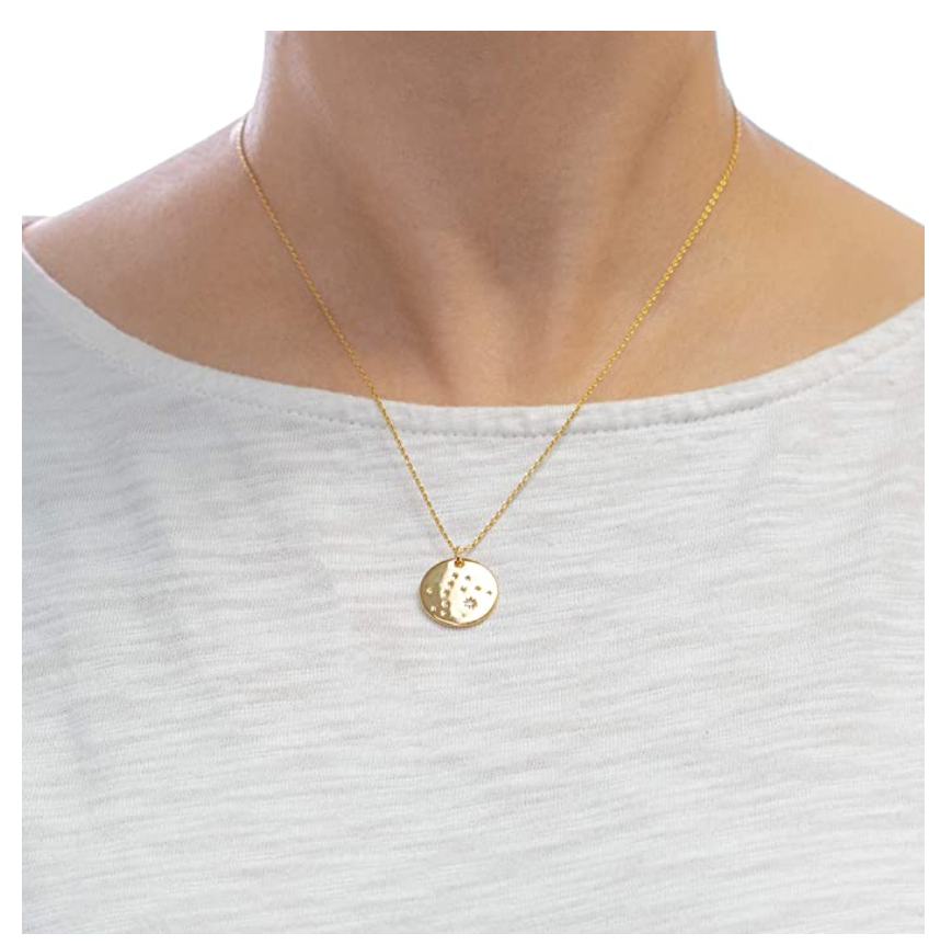 Gold Tone Scorpio Star Medallion Zodiac Necklace Pendant Scorpion Chain Astrology Chain Jewelry Scorpio Birthday Gift 20in.