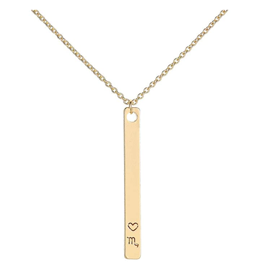 Y Bar Scorpio Zodiac Necklace Heart Astrology Chain Jewelry Scorpio Sign Birthday Gift 18in.