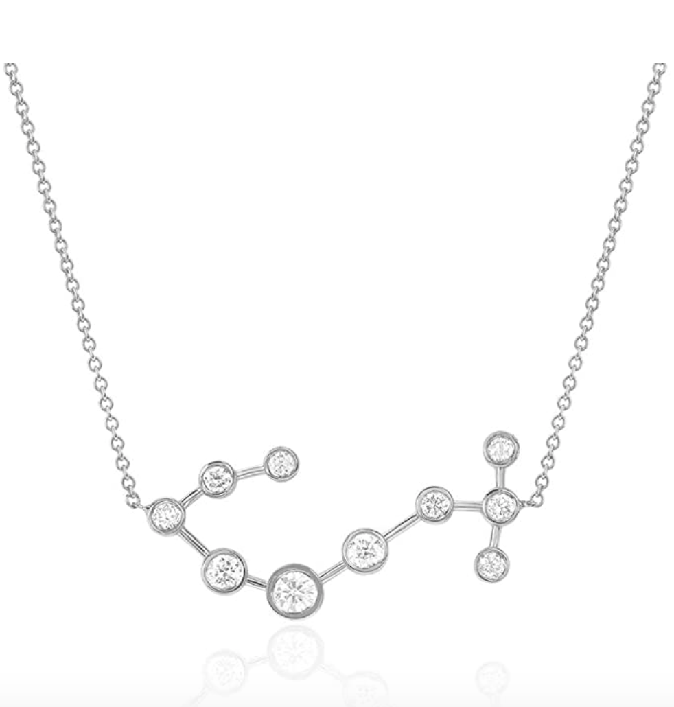 Simulated Diamond Scorpio Necklace Star System Chain Jewelry Scorpio Pendant Scorpion Zodiac Astrology Birthday Gift 925 Sterling Silver 18in.