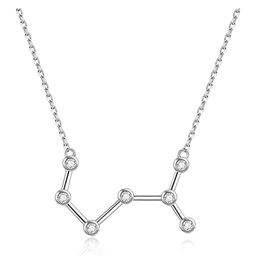 Scorpio Necklace Star System Chain Jewelry Scorpio Pendant Scorpion Zodiac Astrology Birthday Gift Simulated Diamond 925 Sterling Silver 18in.