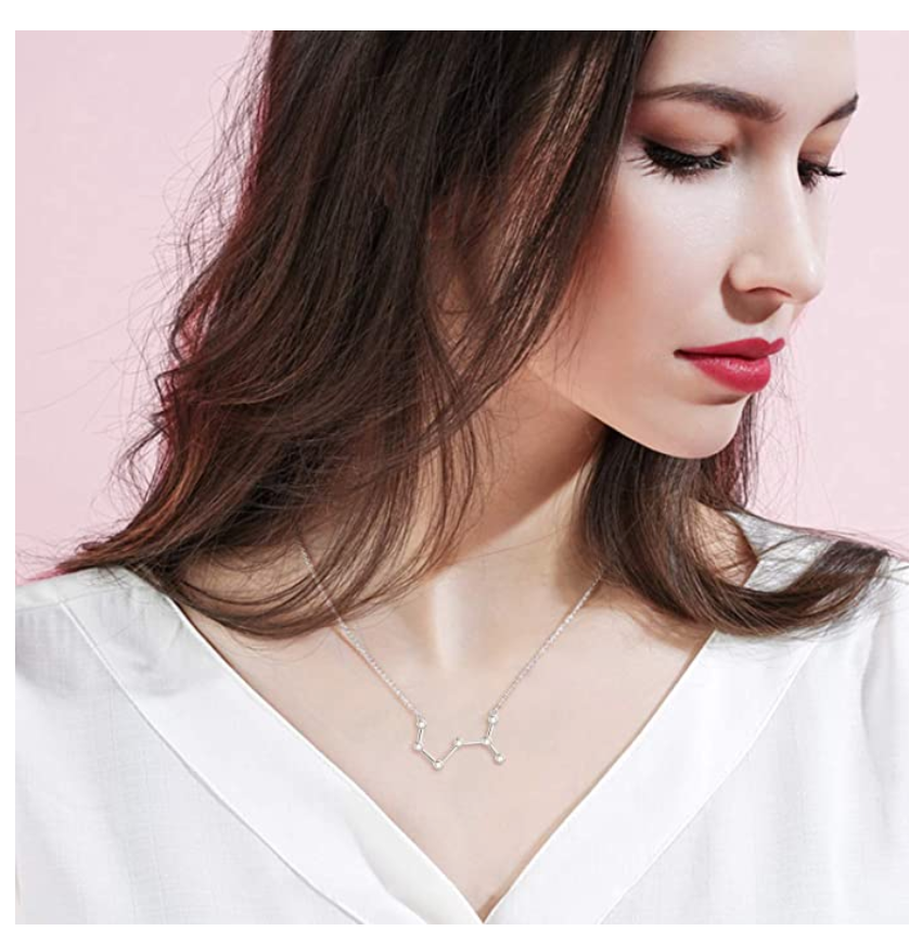 Scorpio Necklace Star System Chain Jewelry Scorpio Pendant Scorpion Zodiac Astrology Birthday Gift Simulated Diamond 925 Sterling Silver 18in.