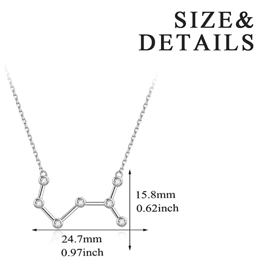 Scorpio Necklace Star System Chain Jewelry Scorpio Pendant Scorpion Zodiac Astrology Birthday Gift Simulated Diamond 925 Sterling Silver 18in.