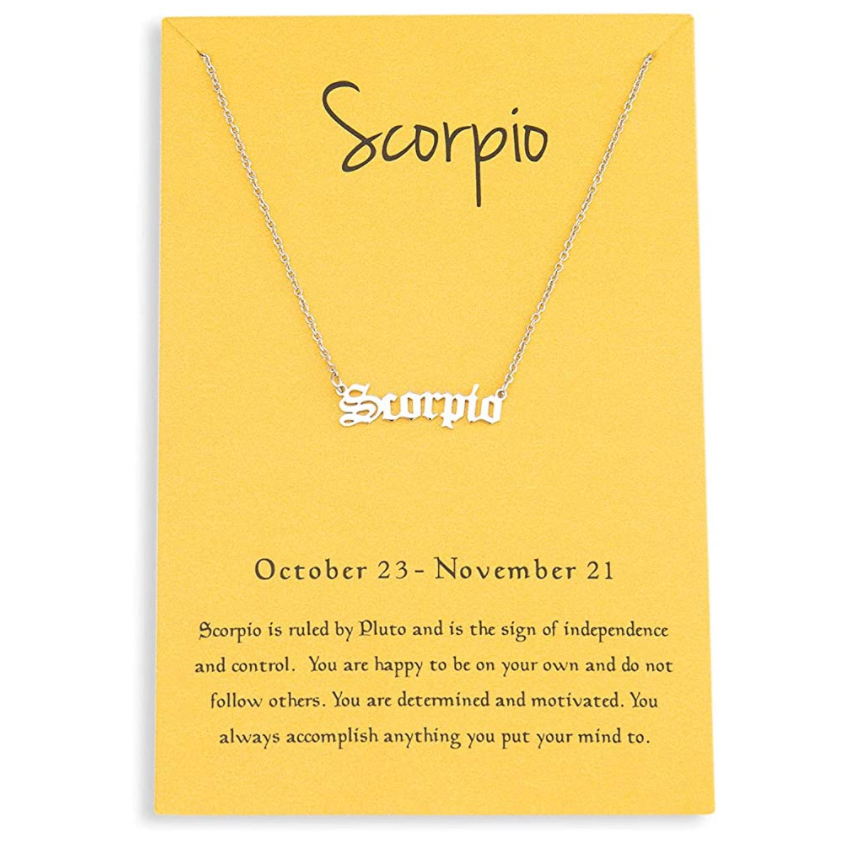 Scorpio Name Necklace Jewelry Scorpio Pendant Scorpion Chain Zodiac Astrology Birthday Gift 18in.