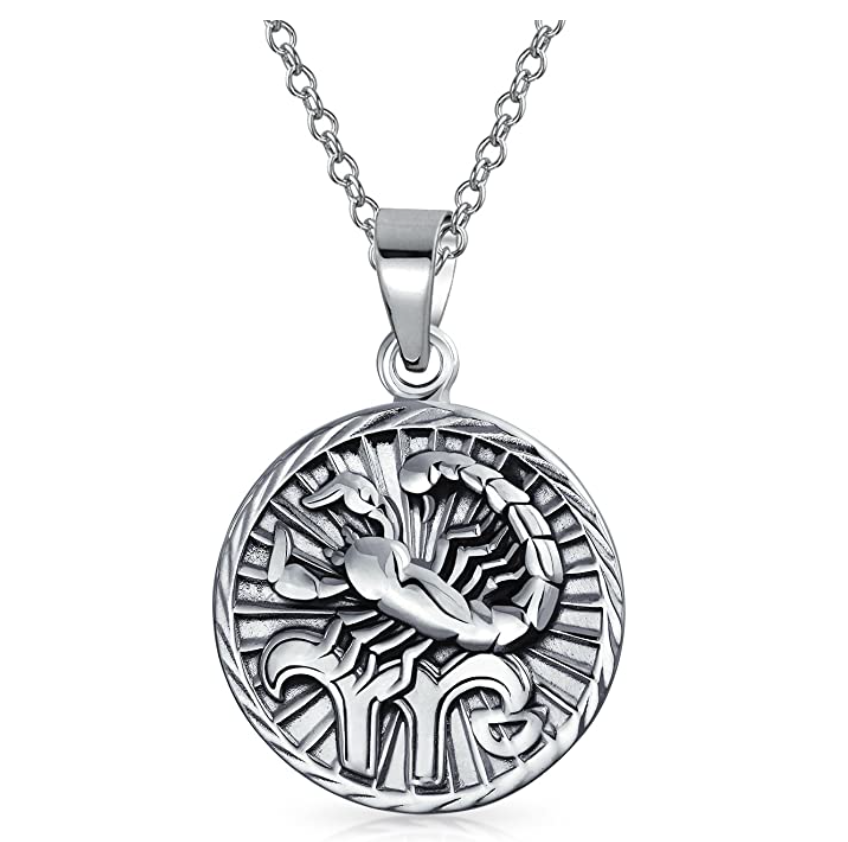 Scorpion Medallion Necklace Pendant Scorpion Chain Zodiac Astrology Chain Jewelry Scorpio Birthday Gift 18in.