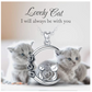 Moon Cat Necklace Rose Flower Kitty Cat Love Pendant Jewelry Cat Memorial Chain Birthday Gift 925 Sterling Silver 18in.