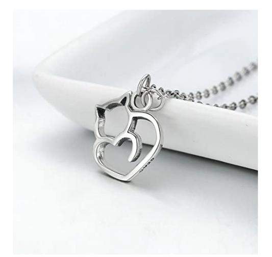 Cat Necklace Cat Pendant Jewelry Kitty Chain Birthday Gift 925 Sterling Silver 18in.