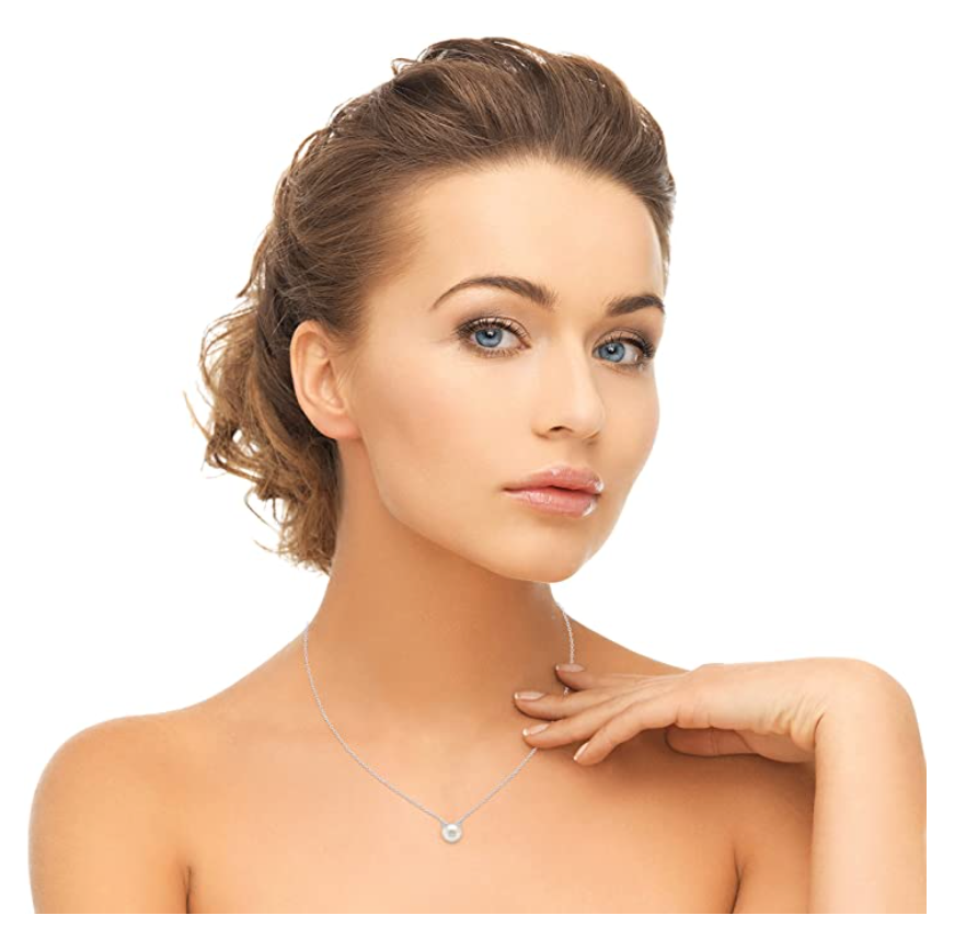 Rose Gold Color Cat Ears Necklace Simulated Freshwater Cultured Pearl Diamond Cat Pendant Jewelry Kitty Chain Birthday Gift 925 Sterling Silver 18in.