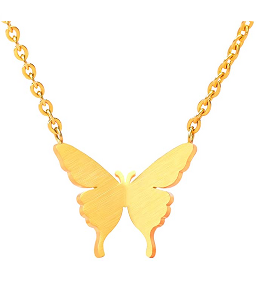 Cute Butterfly Necklace Butterfly Pendants Chain Butterfly Necklace Chain Silver Gold Silver Color Birthday Gift 16in.