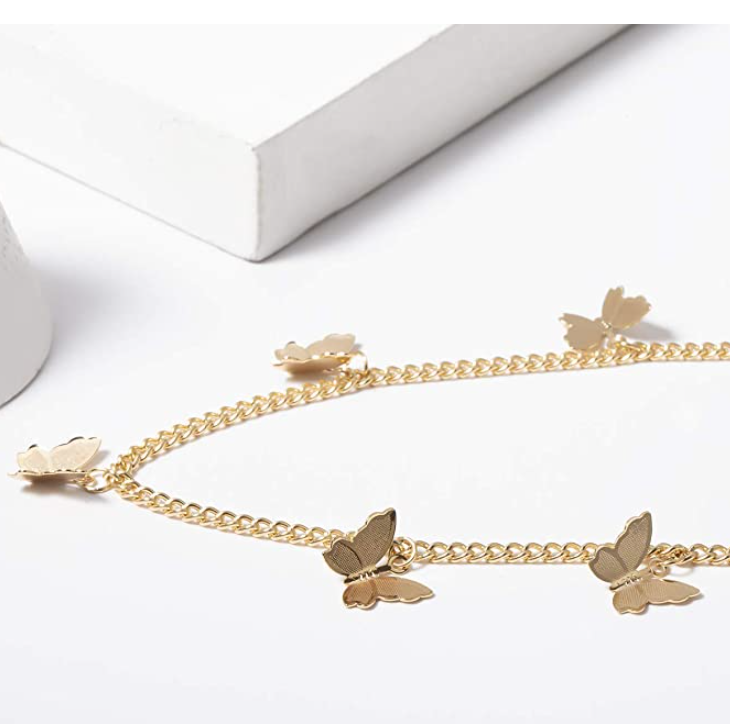 Butterfly Choker Necklace Butterfly Pendants Chain Butterfly Necklace Chain Silver Gold Color Birthday Gift 18in.