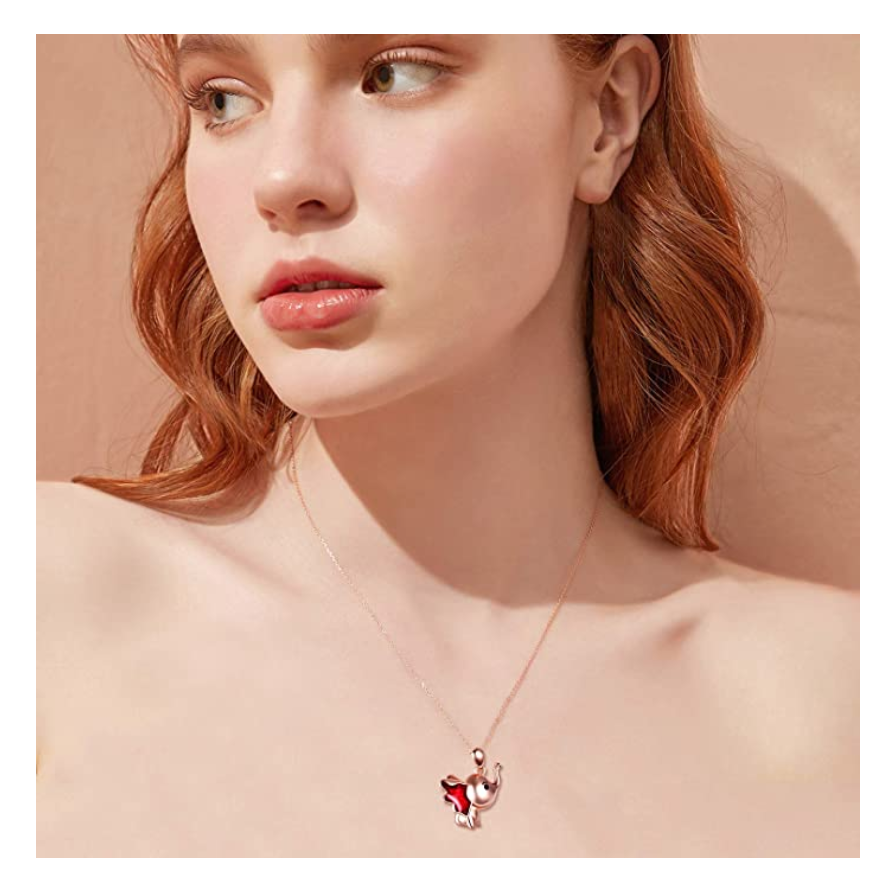 Cute Elephant Necklace Elephant Pendant Dumbo Jewelry Lucky Chain Gift Rose Gold 925 Sterling Silver 18in.