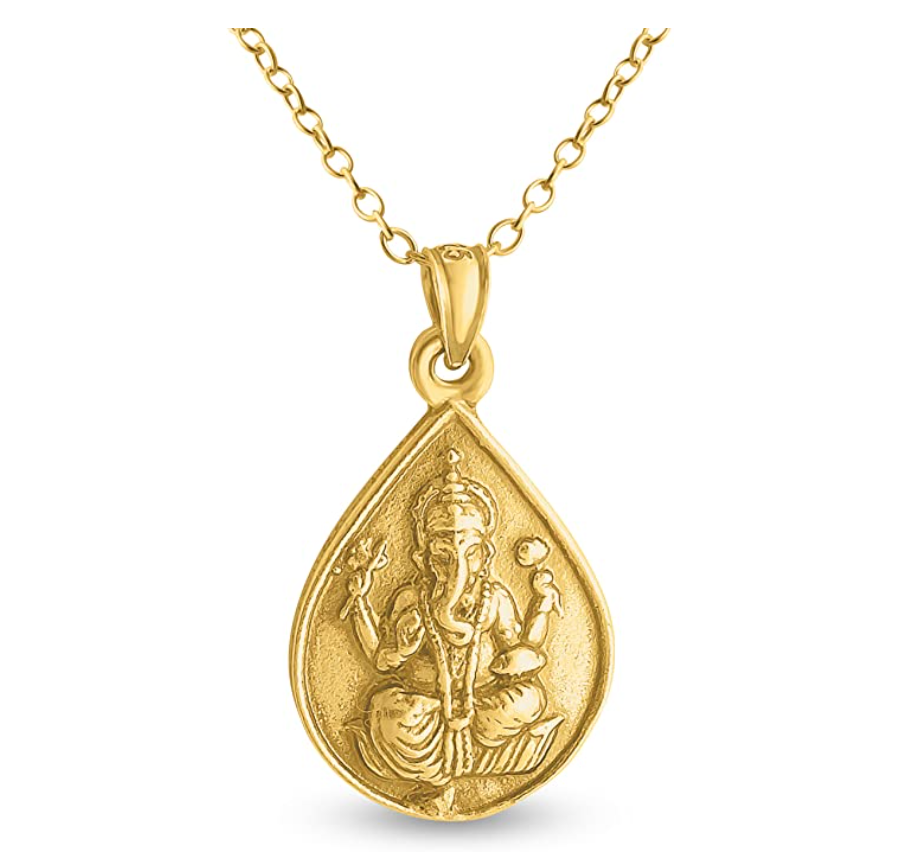 Ganesha Elephant Pendant Elephant Necklace Om Symbol Jewelry Hindu Lucky Chain 925 Sterling Silver 20in.