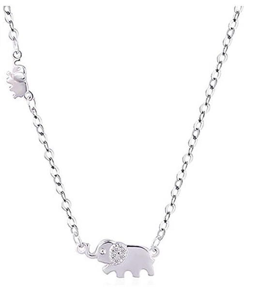 Cute Small Elephant Necklace Elephant Pendant Jewelry Lucky Chain Gift 925 Sterling Silver 18in.