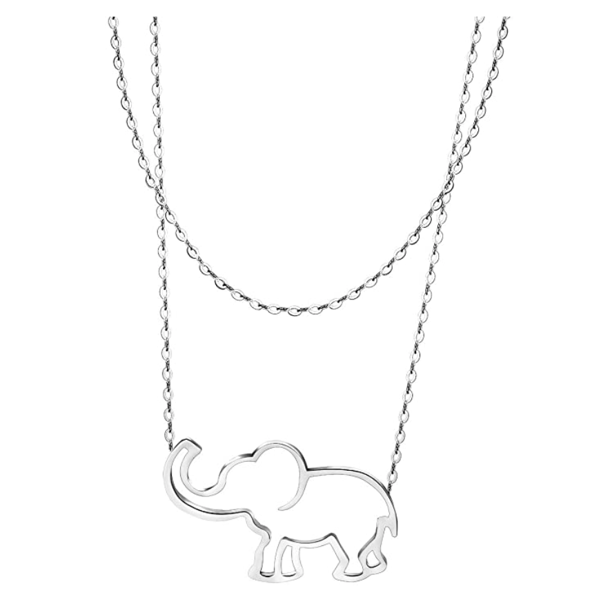 Good Luck Elephant Necklace Elephant Pendant Jewelry Lucky Chain Gift Silver Gold Color 18in.