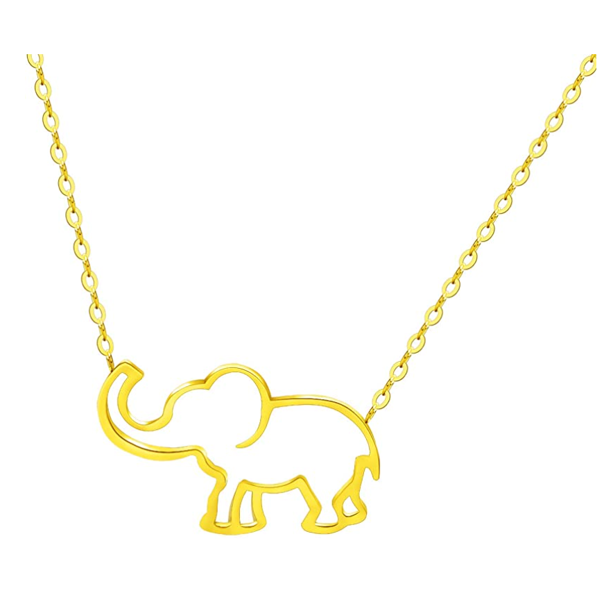 Good Luck Elephant Necklace Elephant Pendant Jewelry Lucky Chain Gift Silver Gold Color 18in.