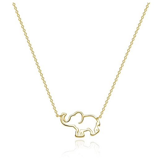 Dainty Elephant Necklace Elephant Pendant Jewelry Lucky Chain Gift Gold Color 18in.