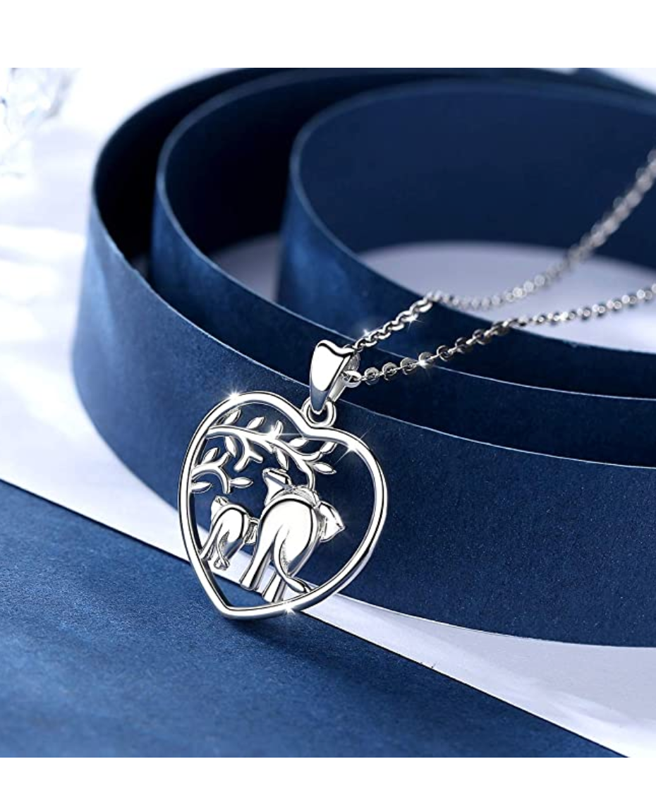 Heart Elephant Family Necklace Baby Elephant Pendant Jewelry Lucky Chain Silver Color 18in.
