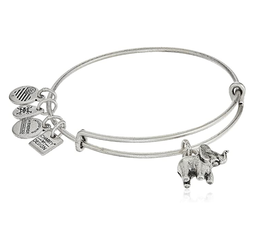 Charity by Design Elephant Bangle Bracelet Lucky Elephant Jewelry Gold Silver Color Adjustable Bracelet