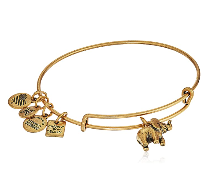 Charity by Design Elephant Bangle Bracelet Lucky Elephant Jewelry Gold Silver Color Adjustable Bracelet