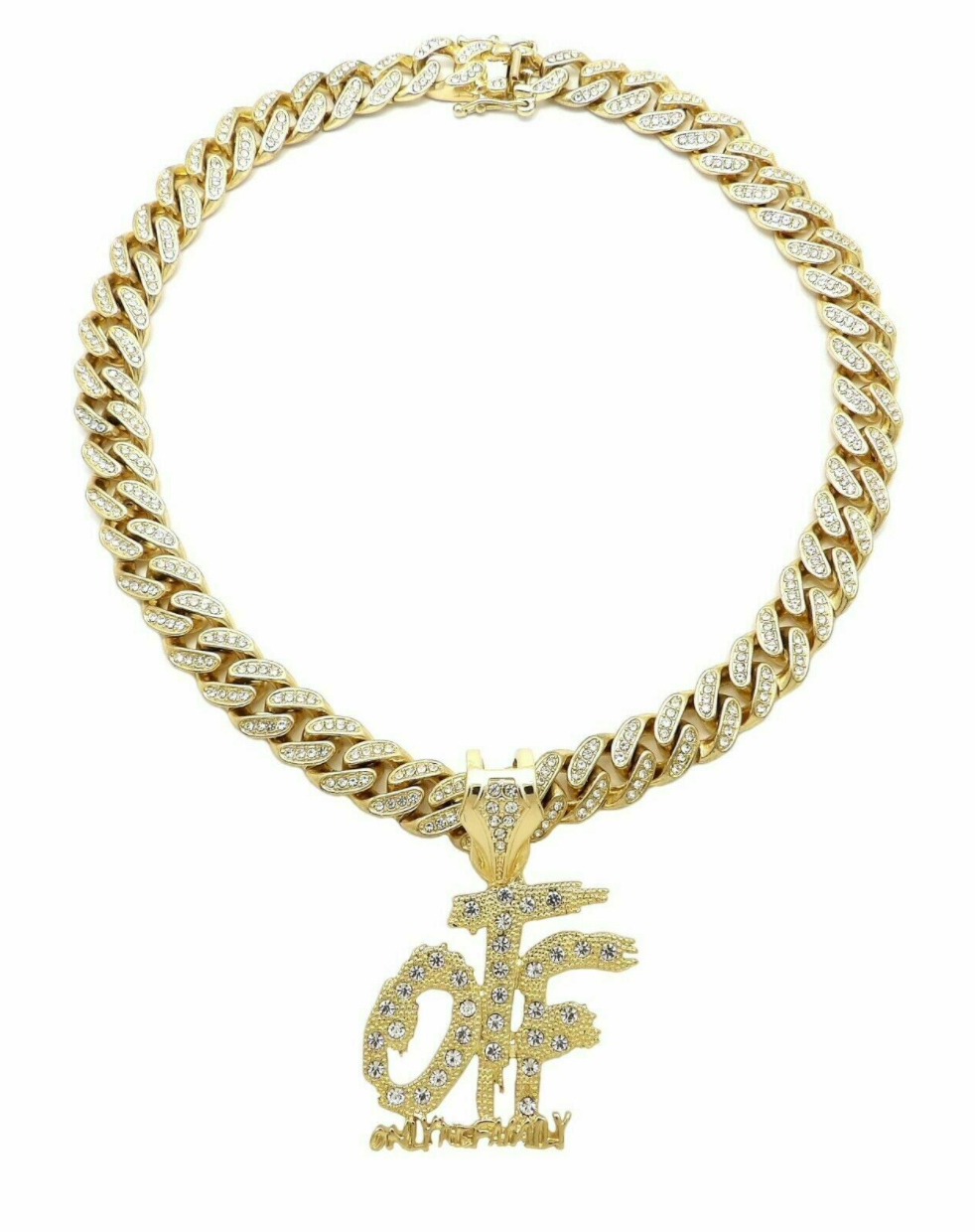 Rapper Necklace Pendant Chain Hip Hop Rapper Simulated Diamond Iced Out Cuban Link 18in.