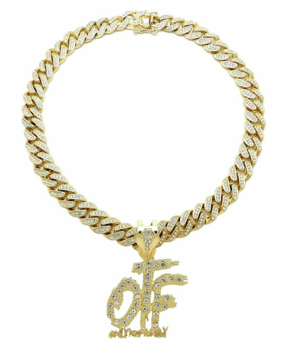 Rapper Necklace Pendant Chain  Hip Hop Rapper Simulated Diamond Iced Out Cuban Link 18in.