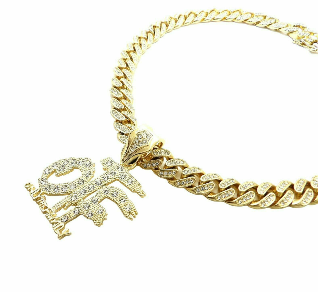 Rapper Necklace Pendant Chain  Hip Hop Rapper Simulated Diamond Iced Out Cuban Link 18in.