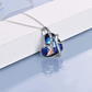 Two Dolphin Blue Heart Necklace Pendant Island Dolphin Beach Jewelry Tropical Chain Birthday Gift 925 Sterling Silver 18in.