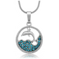 Dolphin Water Necklace Pendant Island Dolphin Beach Jewelry Tropical Chain Birthday Gift 925 Sterling Silver 18in.