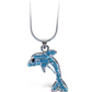 Kids Blue Dolphin Necklace Pendant Island Dolphin Beach Jewelry Tropical Chain Birthday Gift 18in.