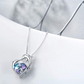 Baby Dolphin Kiss Love Heart Necklace Blue Diamond Crystal Pendant Island Dolphin Family Beach Memorial Jewelry Tropical Chain Birthday Gift 925 Sterling Silver 20in.