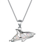 Blue Opal Shark Necklace Pendant Shark Charm White Opal Birthday Gift 925 Sterling Silver Chain 18in.
