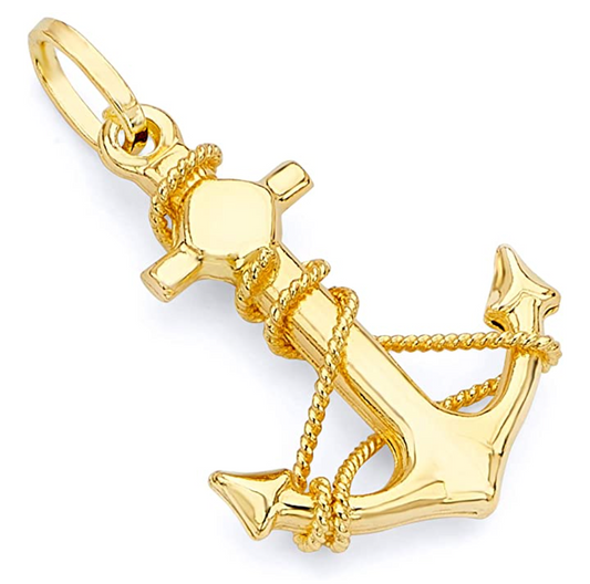 14K Gold Anchor Pendant Boat Anchor Charm Sailor Fisherman Jewelry Captain Birthday Gift