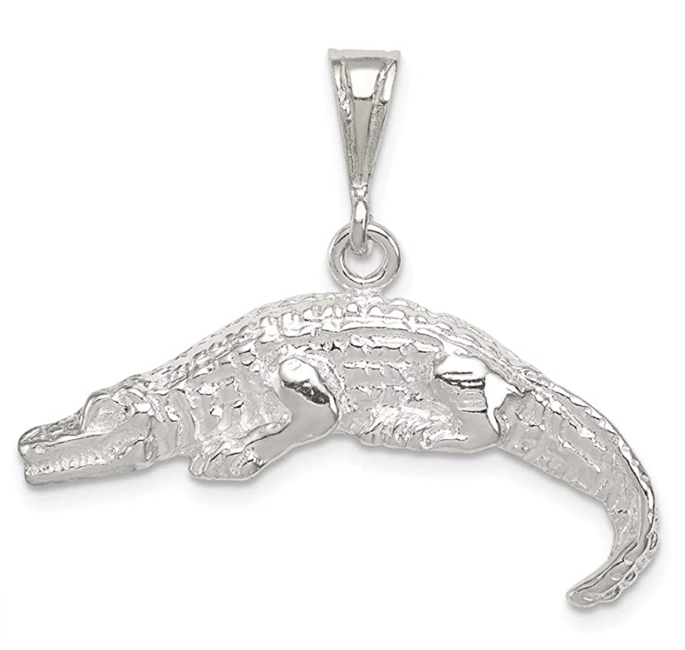 925 Sterling Silver Alligator Pendant Crocodile Charm Gator Jewelry Birthday Gift