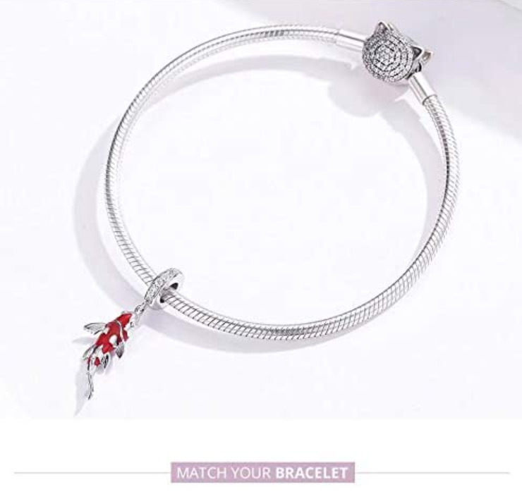 Diamond Koi Fish Charm Bracelet Lucky Pendant Asian Chinese Japanese Jewelry Fisherman Birthday Gift 925 Sterling Silver