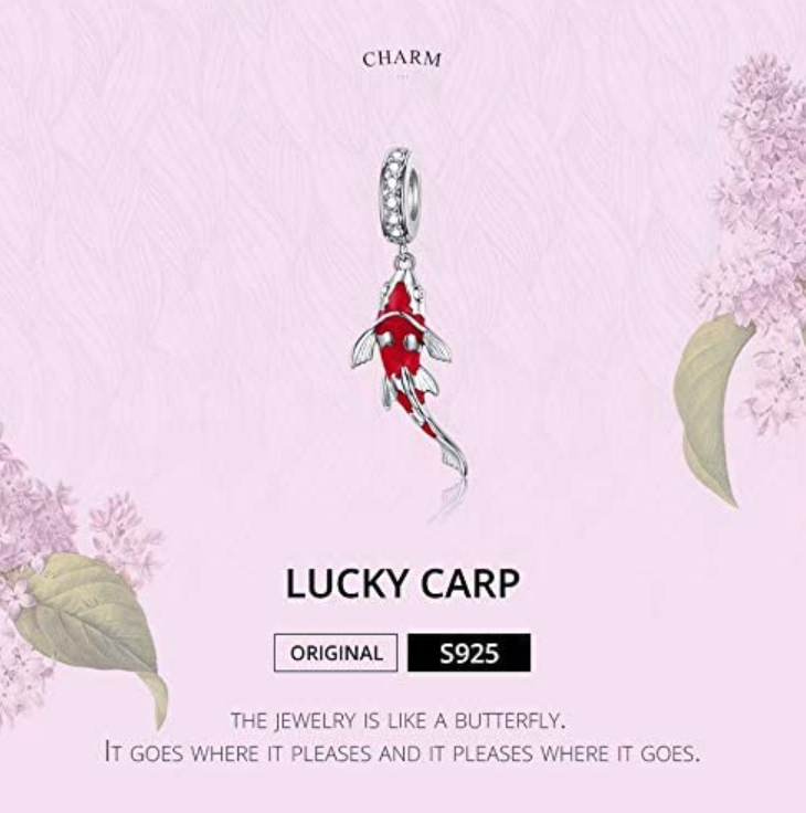 Diamond Koi Fish Charm Bracelet Lucky Pendant Asian Chinese Japanese Jewelry Fisherman Birthday Gift 925 Sterling Silver