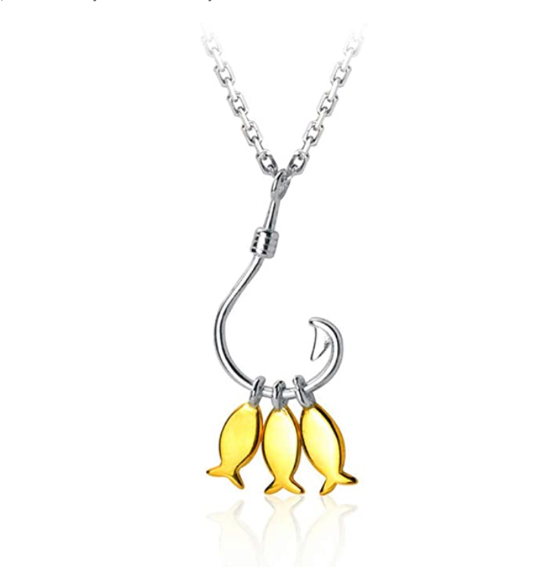Small Fish Necklace Dainty Fish Hook Pendant Gold Fish Jewelry Fisherm –  Gold Diamond Shop